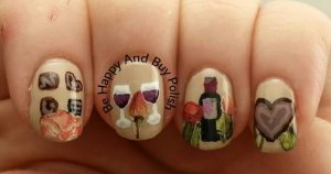 Rose, Wine, and Chocolate Nail Art | Be Happy And Buy Polish