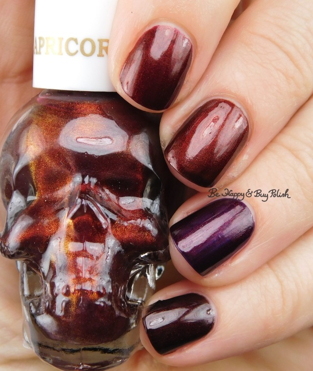 OPI Germanicure, Every Month is Oktoberfest, Midnight in Moscow compared to Blackheart Beauty Capricorn | Be Happy And Buy Polish