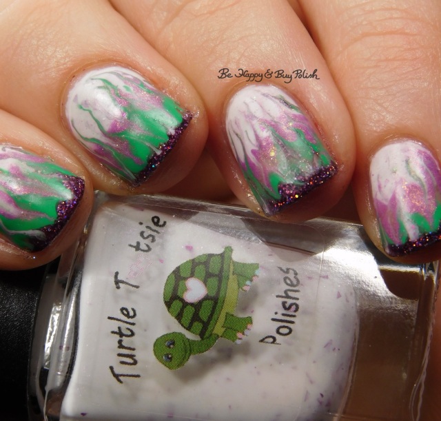 Turtle Tootsie Polishes February, Polish 'M Shamrock, KBShimmer Bling Out Loud, Alchemy Lacquers Sweet Violet drag marble | Be Happy And Buy Polish