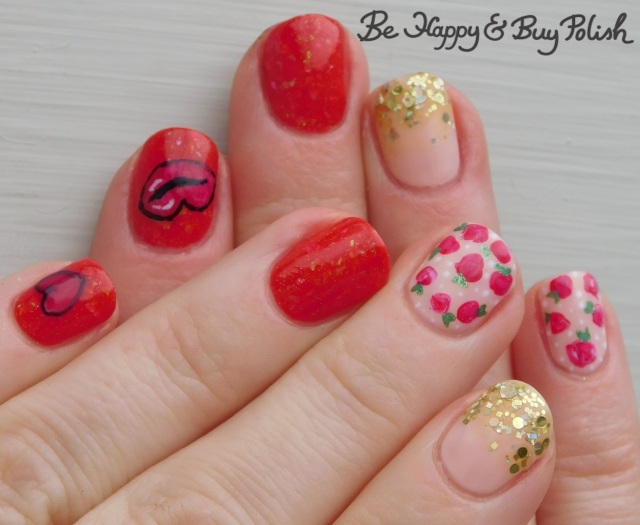 rose and heart nail art manicure with l.a. colors glows, opi, different dimension, illimite | Be Happy And Buy Polish